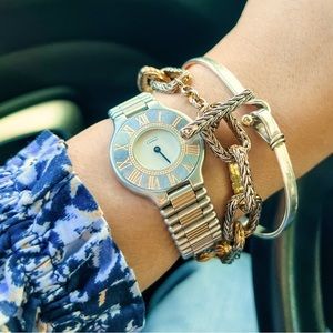 Etienne Aigner Two Tone Toggle Cable Link Bracelet Silver Gold Very Yurm…